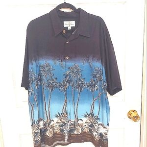 Island Shores Men's 2XL Tropical Ombre Summer Night Sky Button Up Rayon Shirt